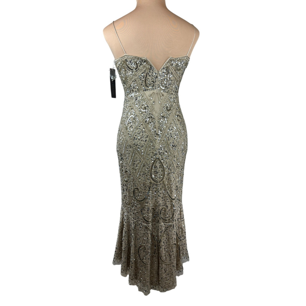 NWT Aidan Mattox Sequin Embellished V-Neck Flutter Hem Midi Dress *Altered* - Picture 10 of 16